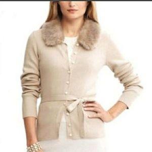 Banana Republic Faux Fur Collar Cardigan